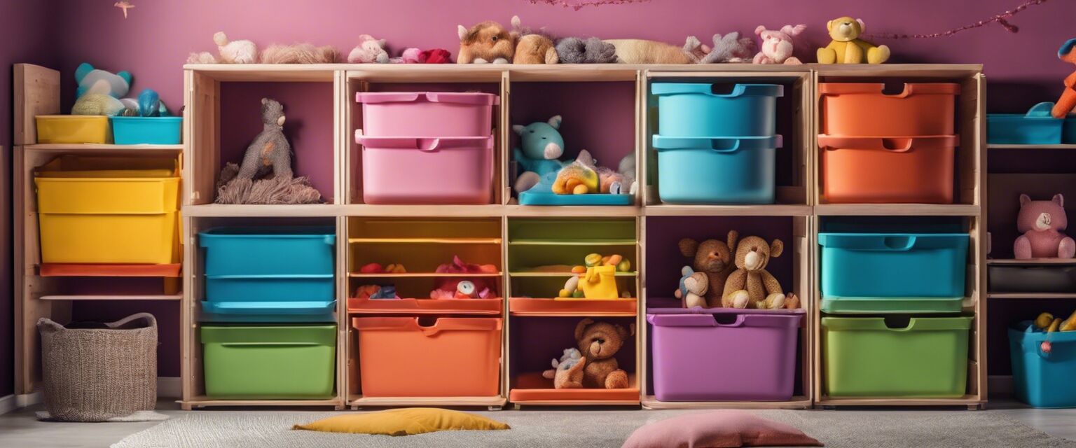 Colorful kids storage bins