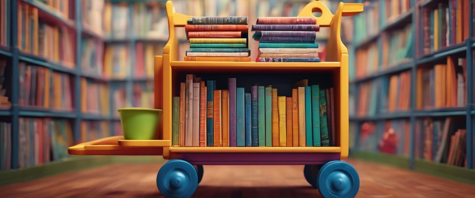 Colorful children's book cart