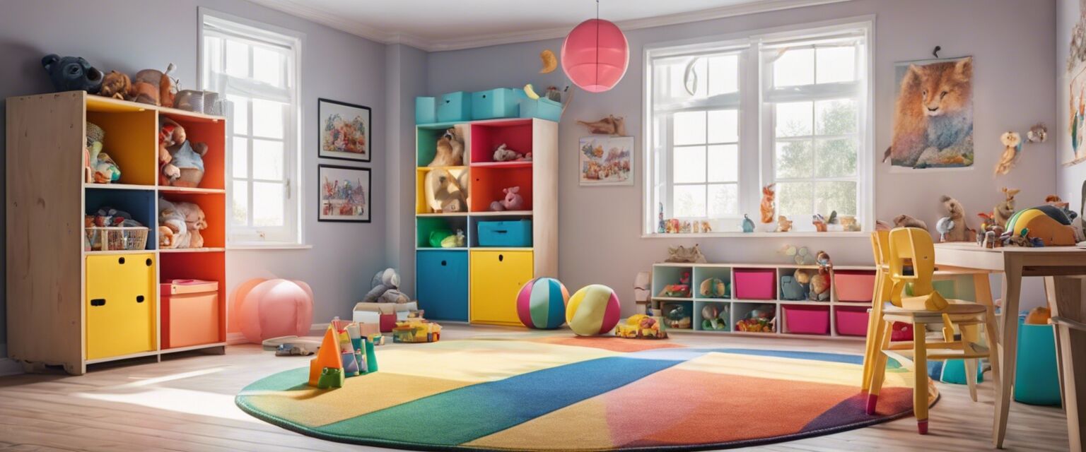 Playroom with kids storage bins